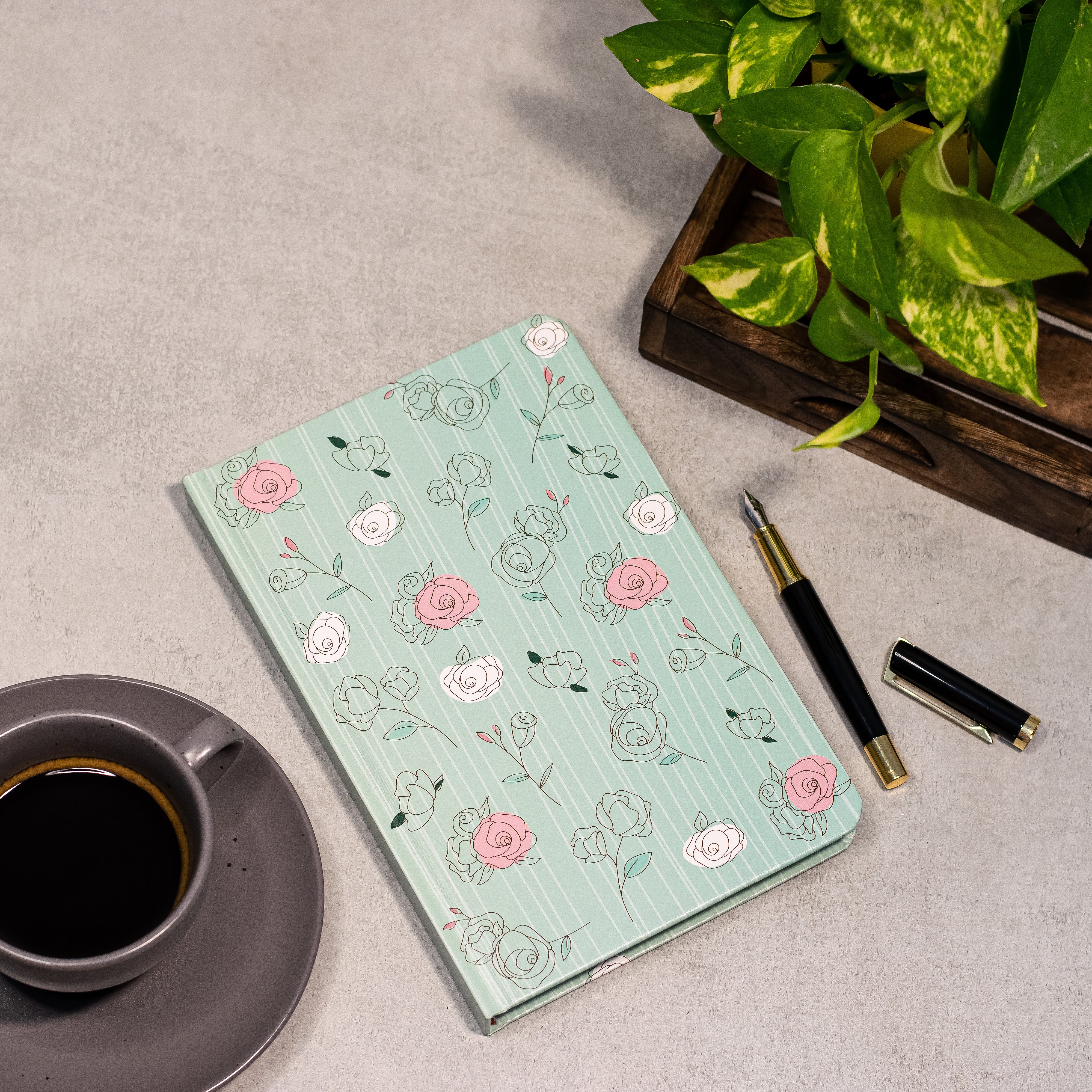 The Pastel Mint Roses - Designer Hard Cover Notebook - Image 7